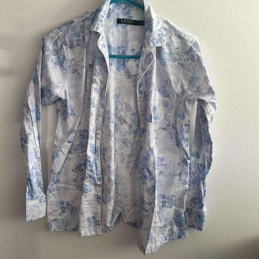 Ralph Lauren embroider long sleeve pajama top